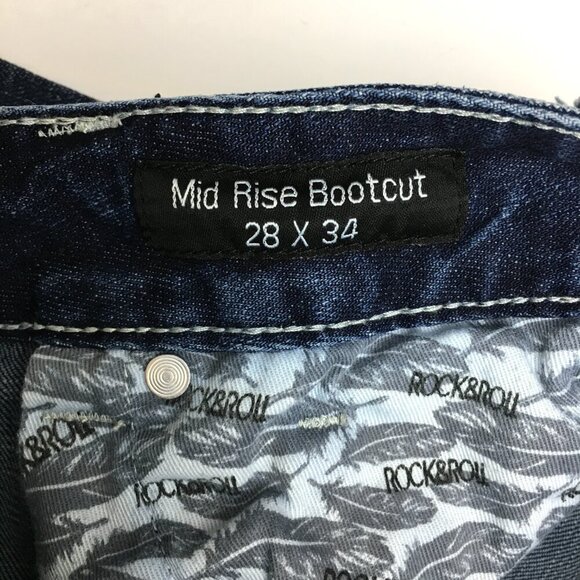 Rock & Roll Cowgirl Jeans Bootcut Mid Rise Aztec Western Leg Stripes 28 x 34 - Picture 4 of 9